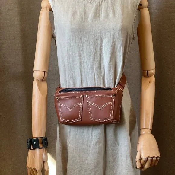 Handmade Leather Fanny Pack - Cinnamon Color-Katze Boutique