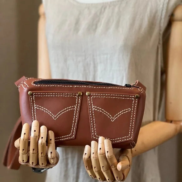 Handmade Leather Fanny Pack - Cinnamon Color-Katze Boutique