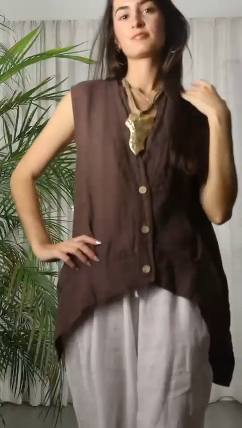 Asymmetrical Hi Low Linen Tunic-Katze Boutique