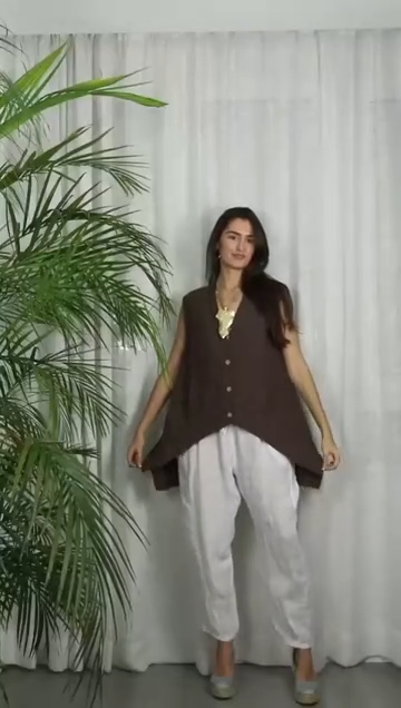 Asymmetrical Hi Low Linen Tunic-Katze Boutique