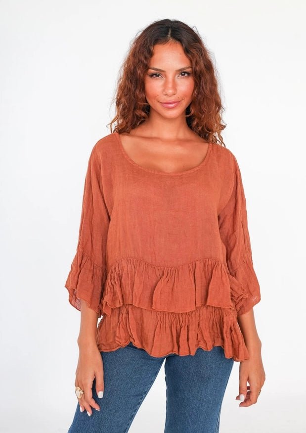 Made in Italy Crop Linen Top - Katze Boutique