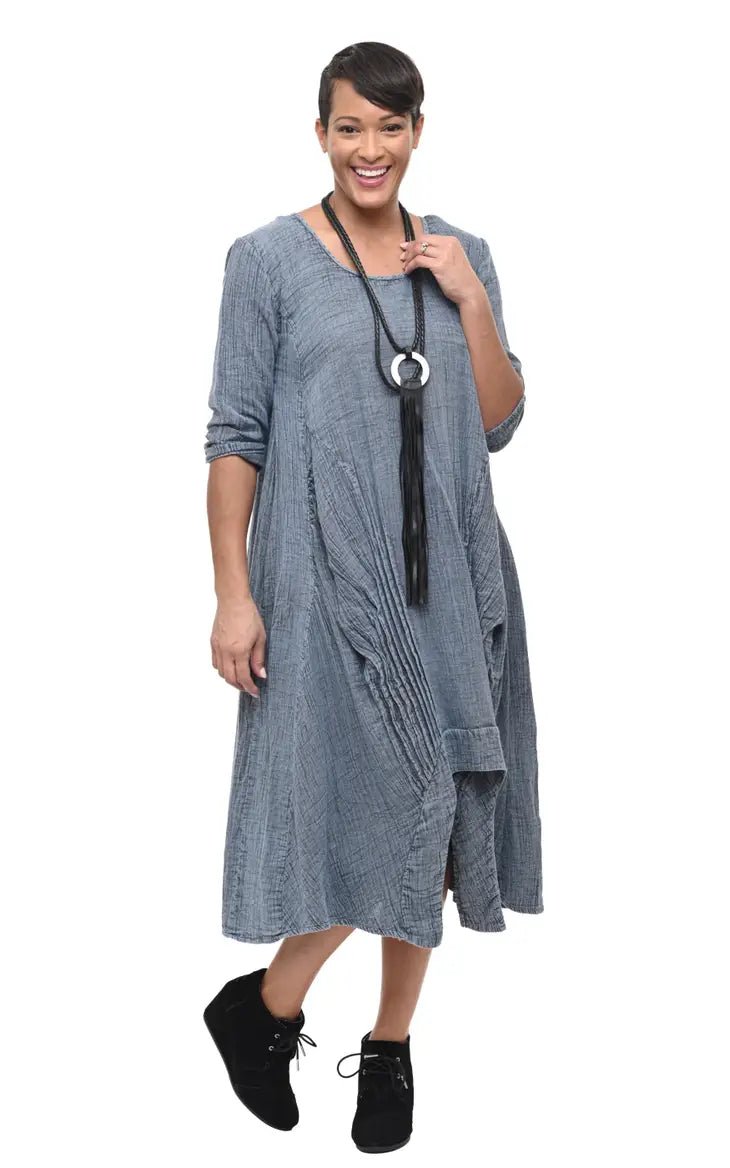 Tulip Cotton Gauze Lexi Dress in Stormy - Katze Boutique