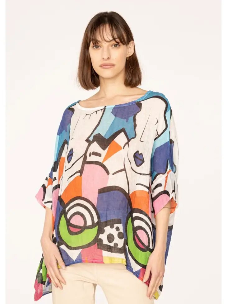 Made In Italy Digital Printing Linen Tunic - Katze Boutique