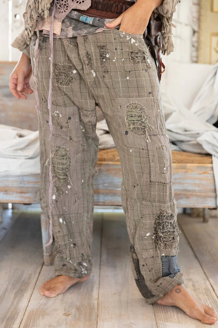 Magnolia Pearl Check Miners Pants with Paint - Katze Boutique